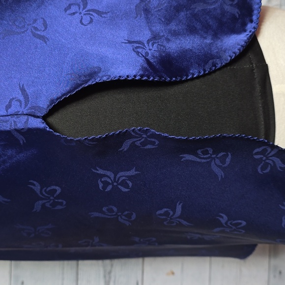 Vtg 80's Sabrina By Mervyns Blue Satin Bow Slip Dress - Picture 5 of 10